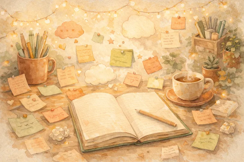 Colorful scattered sticky notes and thoughts