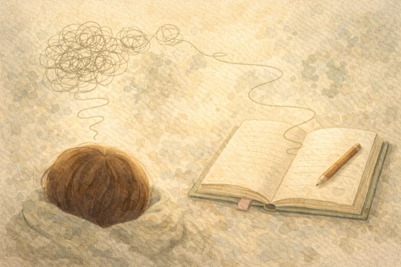 Tangled thoughts becoming untangled through journaling