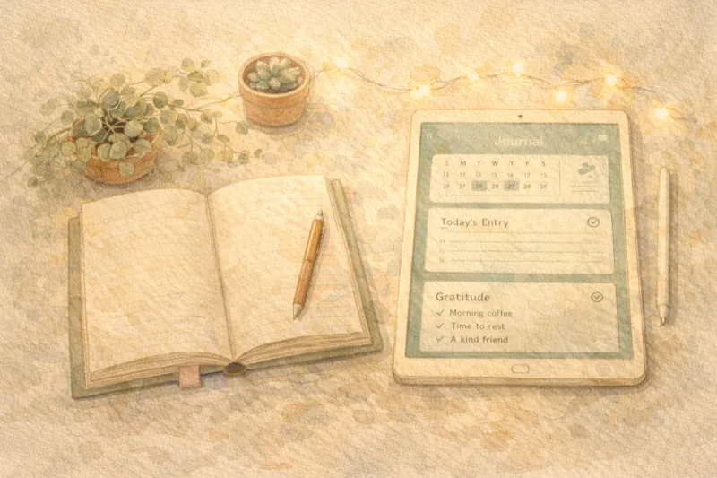 Paper journal vs digital tablet comparison